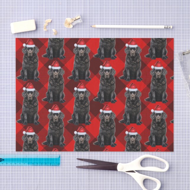 Papier Mousseline Buffalo Plaid Newfoundland Dog Christmas Holiday (Artisanat)
