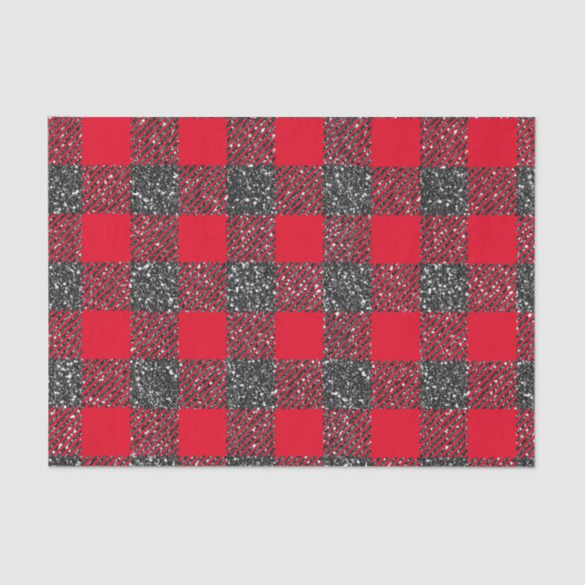 Papier Mousseline Buffalo Plaid Parties scintillant noire (Recto)