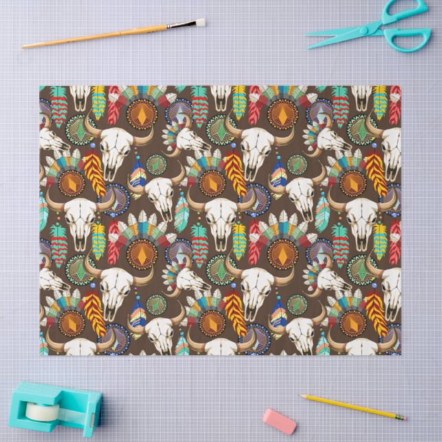 Papier Mousseline Buffalo Skull Native American Emblem (Artisanat)