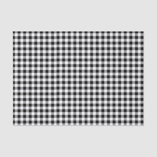Papier Mousseline Buffle branché Plaid Black Minimal Check (Recto)