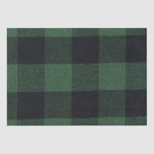Papier Mousseline Buffle vert et noir tendance Plaid Cosy (Recto)