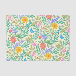 Papier Mousseline Bugs Mignons Funny Floral Printemps Été Pastel Jau