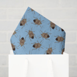Papier Mousseline Bugs puants Brown sur motif bleu clair