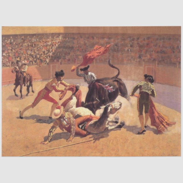 Papier Mousseline Bull Fight in Mexico (par Frederic Remington) (Recto)