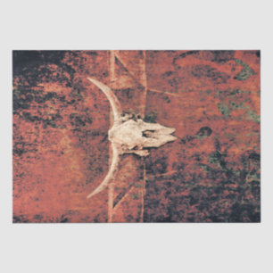 Papier Mousseline Bull Skull Western Pays Brown Black Rustic Art