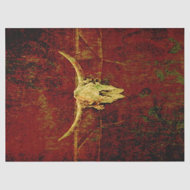 Papier Mousseline Bull Skull Western Pays Brown Russe Grunge Art (Recto)