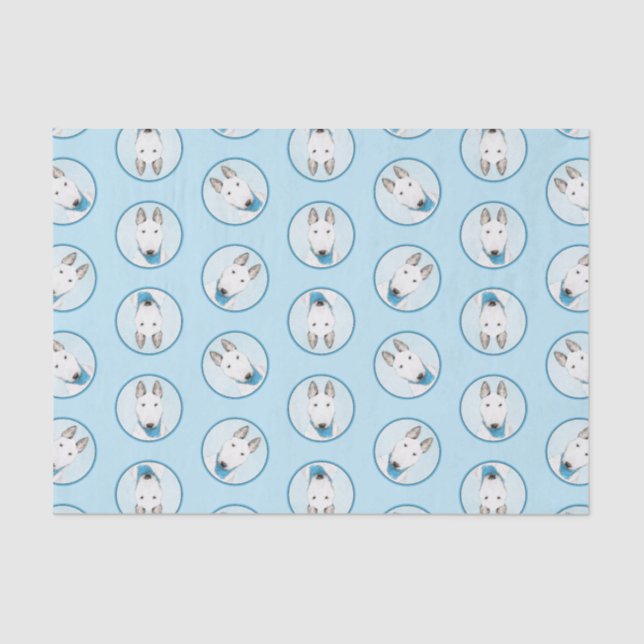 Papier Mousseline Bull Terrier Peinture Blanc Anglais mignon Chien A (Recto)