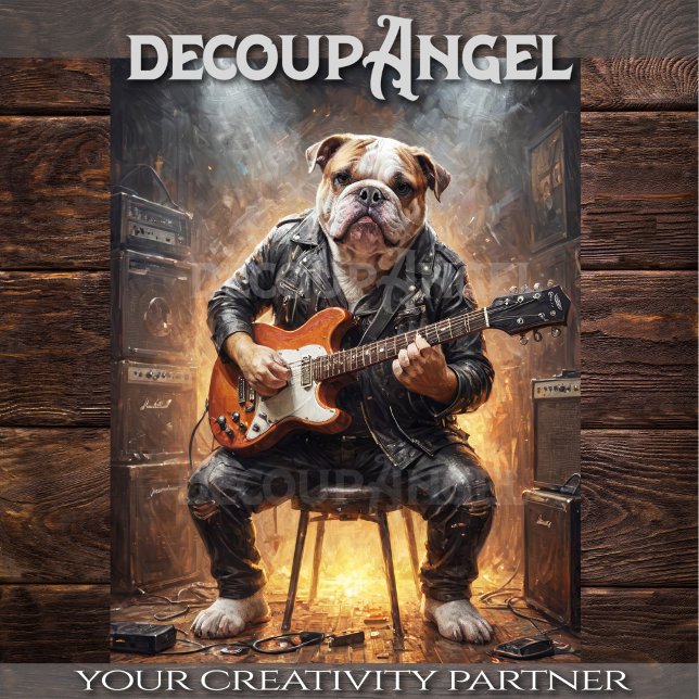 Papier Mousseline Bulldog Rockstar - Vert. - Découpage - (Créateur téléchargé)