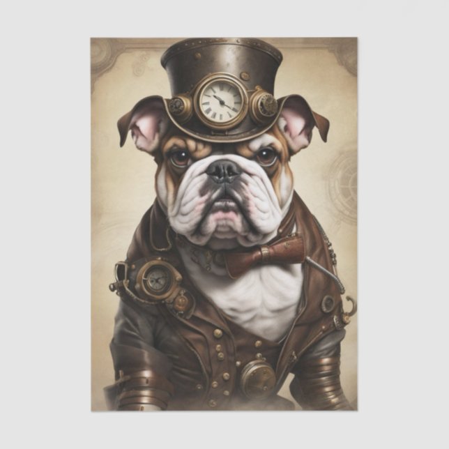 Papier Mousseline Bulldog Steampunk Decoupage Tissue Paper (Recto)