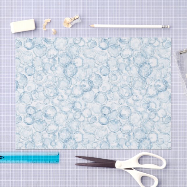 Papier Mousseline Bulles Bleues Anniversaire (Artisanat)