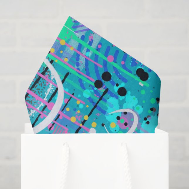 Papier Mousseline Bulles d'Océan : Art Maximaliste (Sac cadeau)