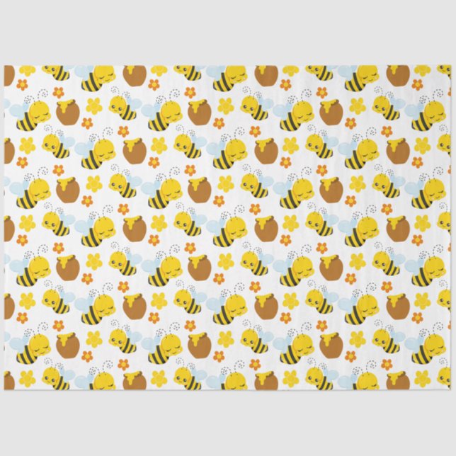 Papier Mousseline Bumble Bee and Flowers Motif (Recto)