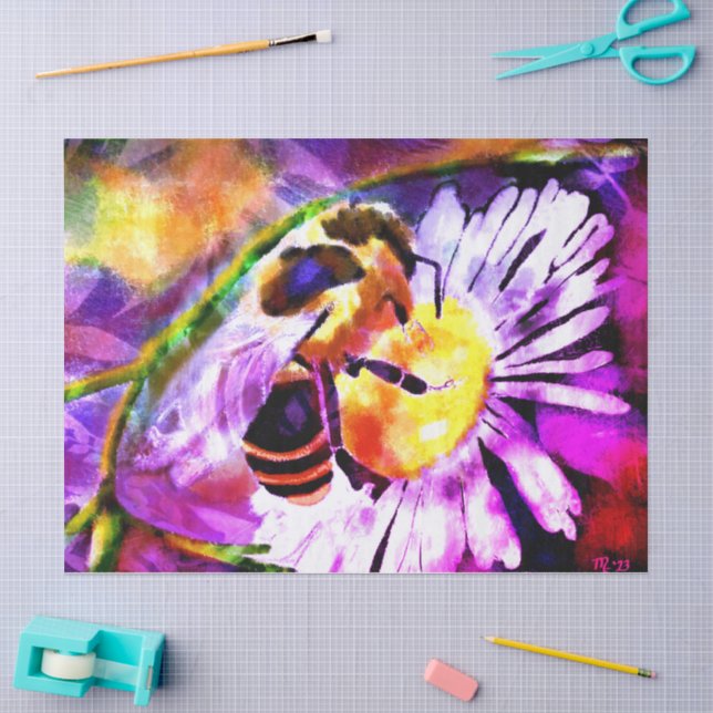 Papier Mousseline Bumble Bee Daisy Jardin Fleur Découpage (Artisanat)