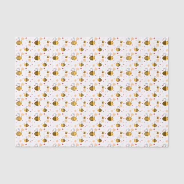Papier Mousseline Bumblebee mignonne et fleurs (Recto)