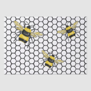 Papier Mousseline Bumblebee moderne survolant le Motif de ruche