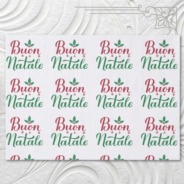 Papier Mousseline Buon Natale Noël rouge et vert (Créateur téléchargé)