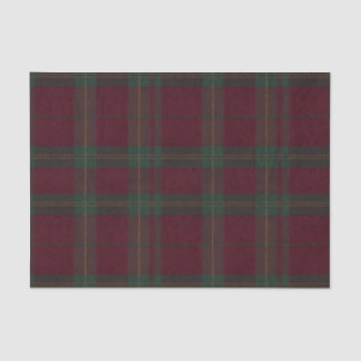 Papier Mousseline Burgundy and Green Plaid Tartan Tissue Paper