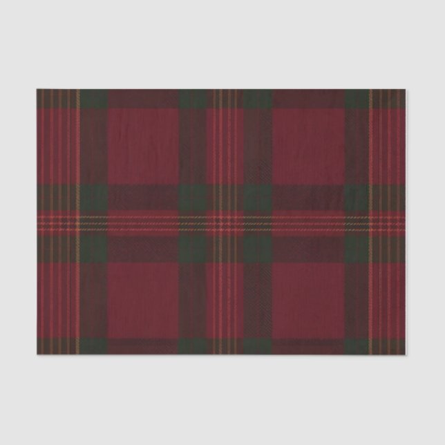 Papier Mousseline Burgundy and Green Plaid Tissue Paper (Recto)