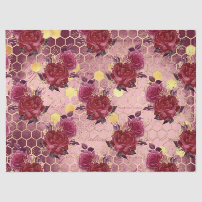 Papier Mousseline Burgundy Bee Series Design Dix-sept (Recto)