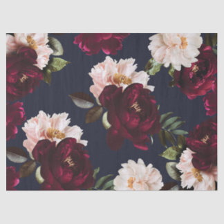 Papier Mousseline Burgundy Blush Navy Blue Floral Dark Moody Peonies