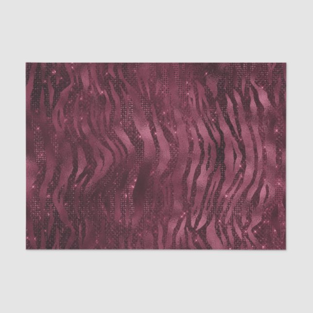 Papier Mousseline Burgundy Glam Foil Parties scintillant Tiger Strip (Recto)