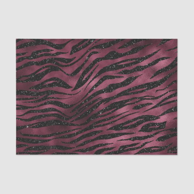 Papier Mousseline Burgundy Glam Foil Parties scintillant Tiger Strip (Recto)
