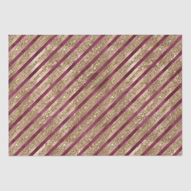 Papier Mousseline Burgundy Gold Parties scintillant Stripes (Recto)