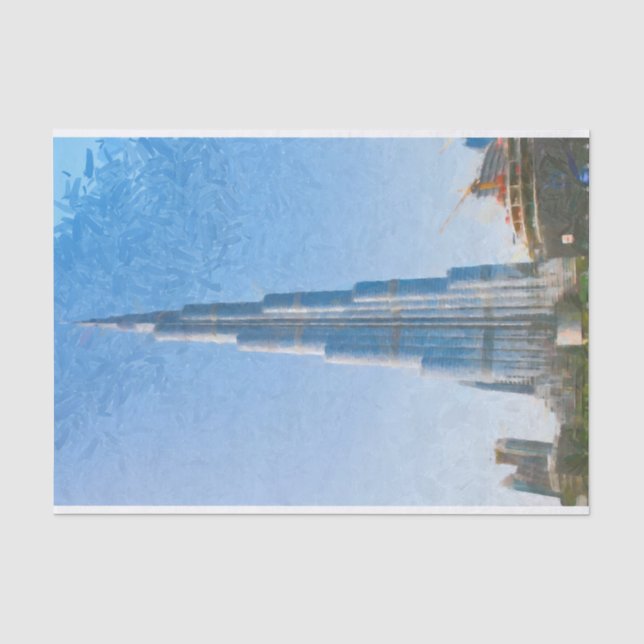Papier Mousseline Burj Khalifa, peinture de Dubaï (Recto)