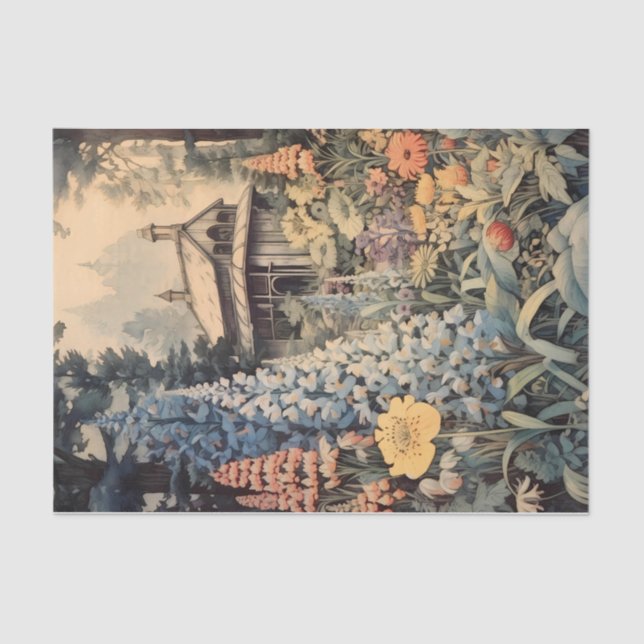 Papier Mousseline Cabine avec jolie Fleur sauvage Jardin Illustratio (Recto)