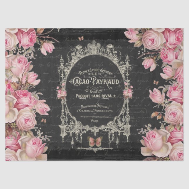 Papier Mousseline Cacao Chaud et Rose Papillons roses Découpage (Recto)