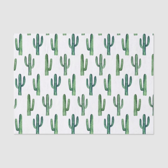 Papier Mousseline Cactus aquarelle. Motif cactus verts. Moderne (Recto)