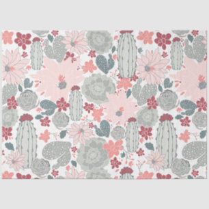 Papier Mousseline Cactus Cactus Pink Mint Succulents
