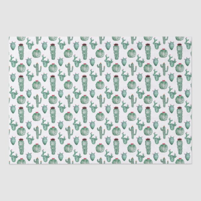 Papier Mousseline Cactus Design Tissu Papier, Aquarelle (Recto)