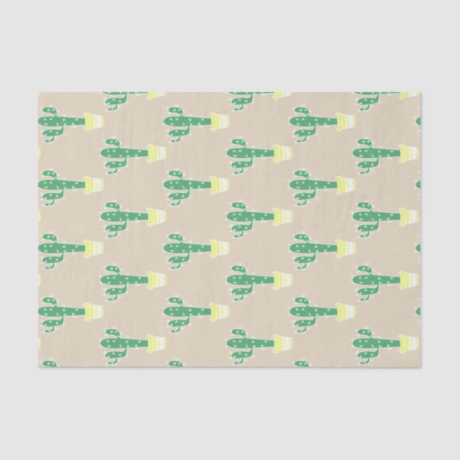 Papier Mousseline Cactus mis en pot de désert mignon (Recto)