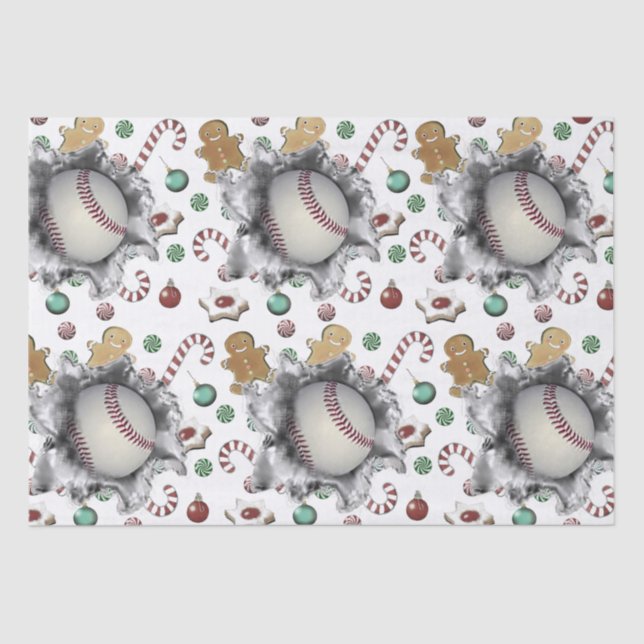 Papier Mousseline Cadeau de Noël de baseball (Recto)