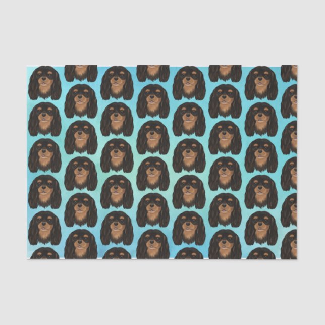 Papier Mousseline Cadeau du roi Charles Spaniel de Black et Tan Cava (Recto)