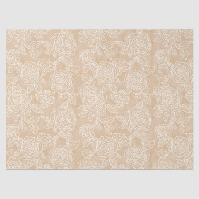Papier Mousseline Cadeau Élégante Rose Blanche (Recto)