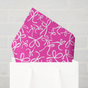 Papier Mousseline Cadeau Féminin Motif Rubans Rose Blanc Mignon Fant