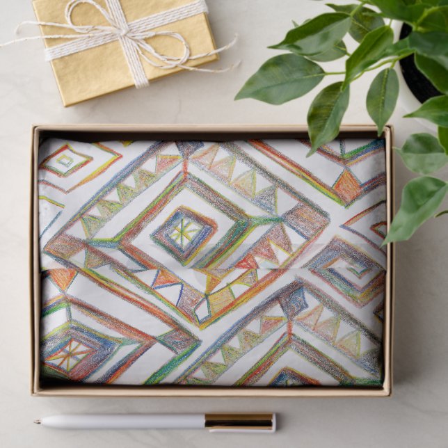 Papier Mousseline Cadeau Motif de diamants Rainbows géométriques (Cadeau)