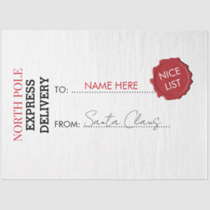 Papier Mousseline Cadeau officiel du Père Noël présent du pôle Nord