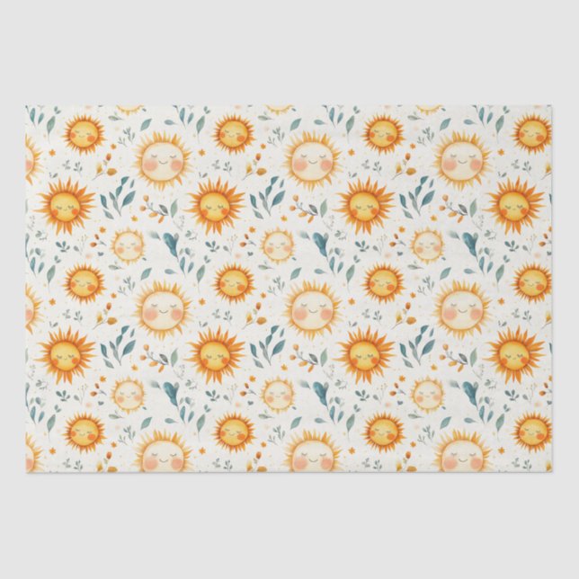 Papier Mousseline Cadeaux de bébé Sun et fleurs (Recto)