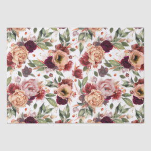 Papier Mousseline Cadeaux de fête de Floral automne Rouge Bourgogne