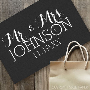 Papier Mousseline Cadeaux de mariage noir uni Mr & Mrs