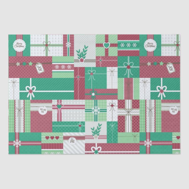 Papier Mousseline Cadeaux de Noël mosaïque (Recto)