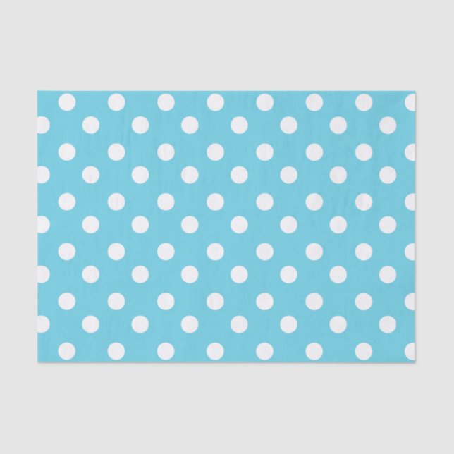 Papier Mousseline Cadeaux Motifs Pois bleu et blanc (Recto)