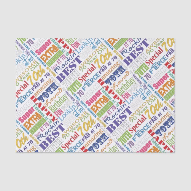 Papier Mousseline Cadeaux Uniques Et Spéciaux 70e Anniversaire (Recto)
