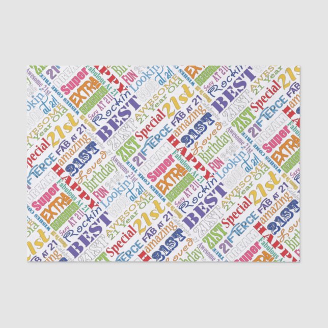 Papier Mousseline Cadeaux Uniques Et Spéciaux De Fête Du 21E Anniver (Recto)