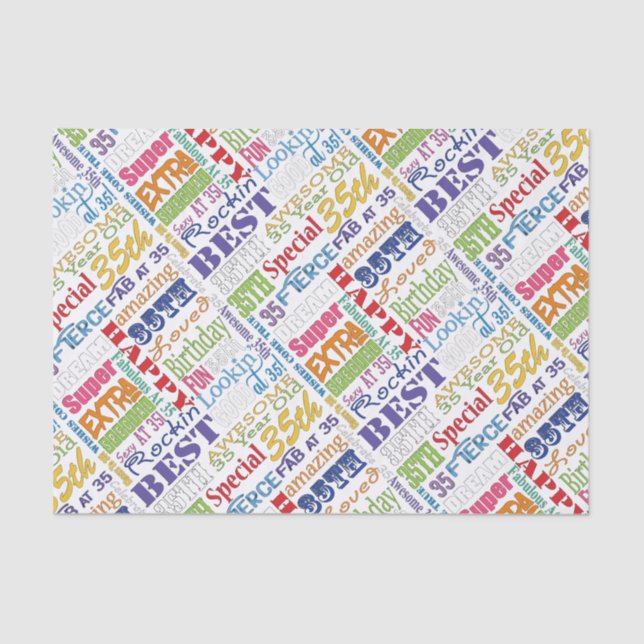 Papier Mousseline Cadeaux Uniques Et Spéciaux De Fête Du 35E Anniver (Recto)