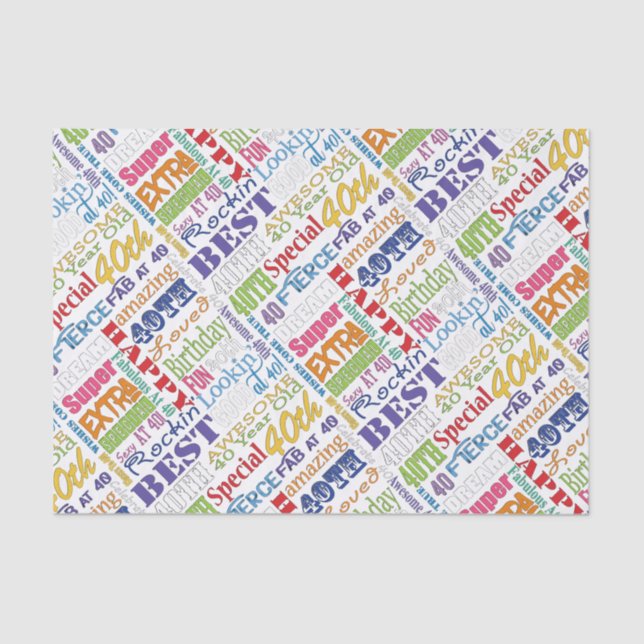 Papier Mousseline Cadeaux Uniques Et Spéciaux De Fête Du 40E Anniver (Recto)