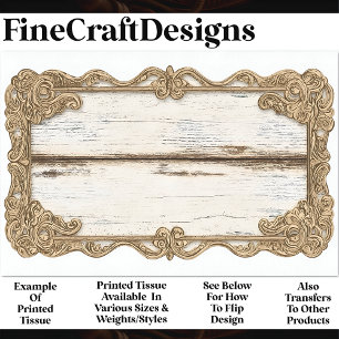 Papier Mousseline Cadre Shabby Chic Bois + Doré à Motifs AN3 Decoupa